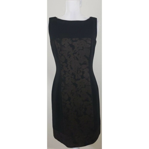 TAHARI ASL ~Woman Size 4Petite~Black/Gold Lined Sheath Formal Dress Fully Lined - Picture 6 of 12